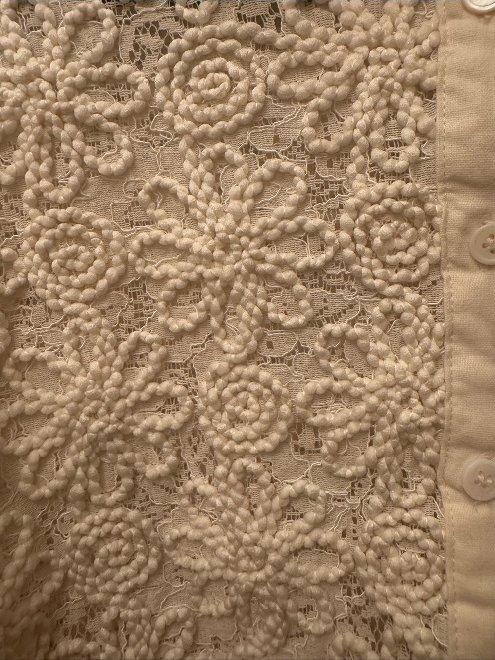 Cream Lace Button-Front Women's Top - Picture 4 of 4